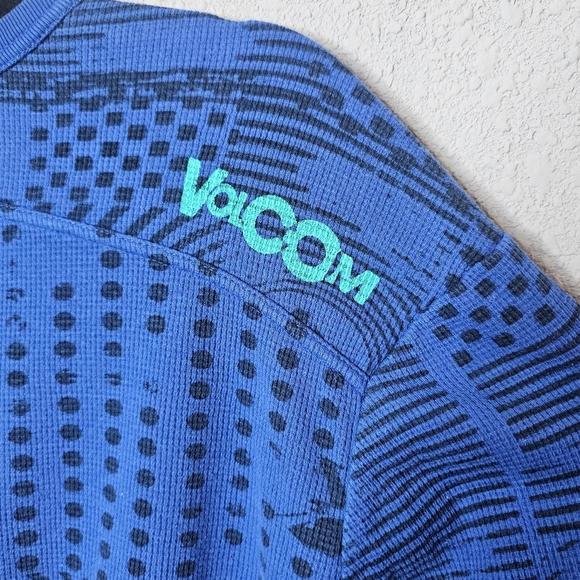 Vtg Volcom Mens L Thermal Long‎ Sleeve Tee Shirt Blue 90s Ski Snowboard Preppy - Picture 11 of 13